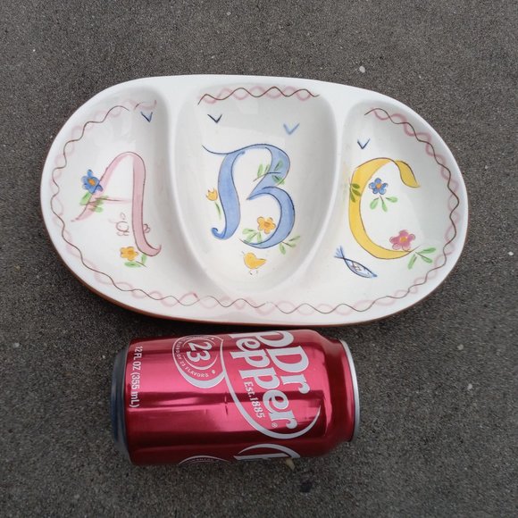 Stangl Pottery 3 Section Divided Child's Dish ABC Kiddieware MCM Redware - Picture 9 of 9